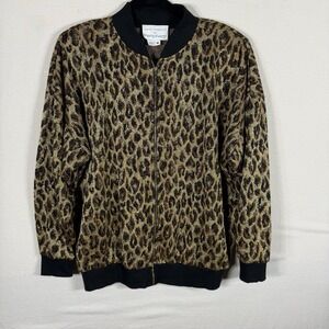 Vintage Kathleen Usherwood for Periphery Leopard  Bomber Jacket Gold Black M